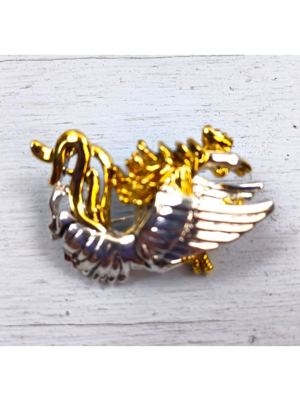 University Of SC Gamecocks Gold & Silver Tone Mascot Brooch Pin 2" X 1.25"